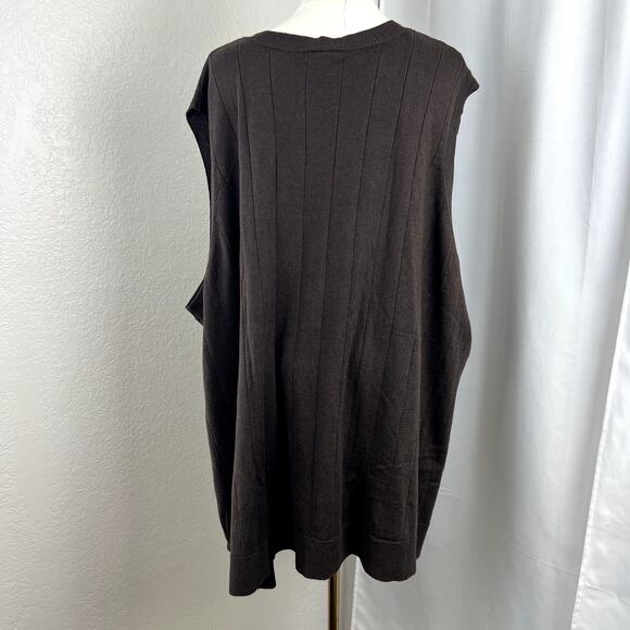 Roamans Cardigan Womens 4X Brown Sleeveless Sweater Vest V Neck Minimalist Layer - Picture 5 of 11